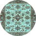 Round Oriental Light Blue Traditional Rug, abs3248lblu