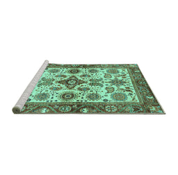Sideview of Machine Washable Oriental Turquoise Traditional Area Rugs, wshabs3248turq