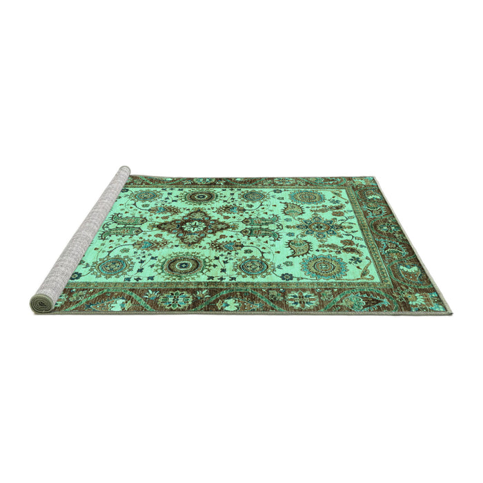 Sideview of Machine Washable Oriental Turquoise Traditional Area Rugs, wshabs3248turq