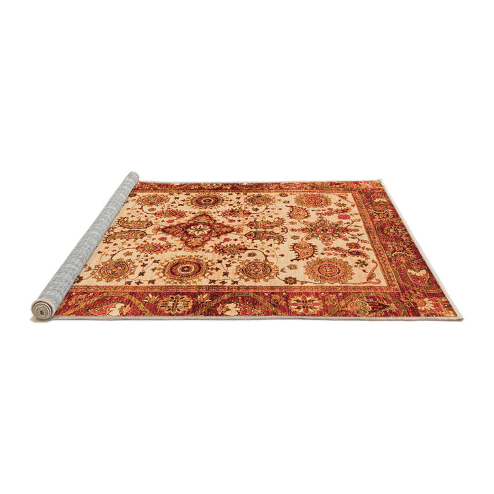 Sideview of Machine Washable Oriental Orange Traditional Area Rugs, wshabs3248org