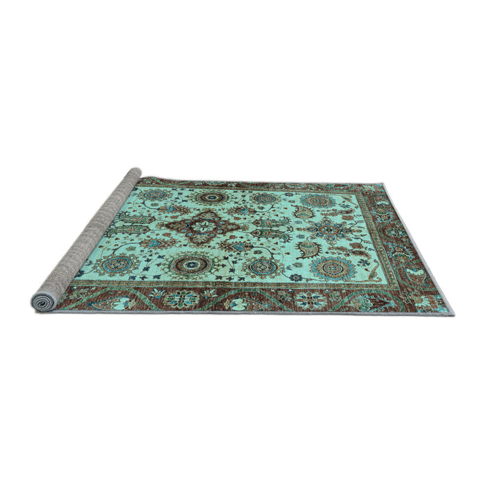 Sideview of Machine Washable Oriental Light Blue Traditional Rug, wshabs3248lblu