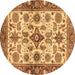 Round Machine Washable Oriental Brown Traditional Rug, wshabs3248brn