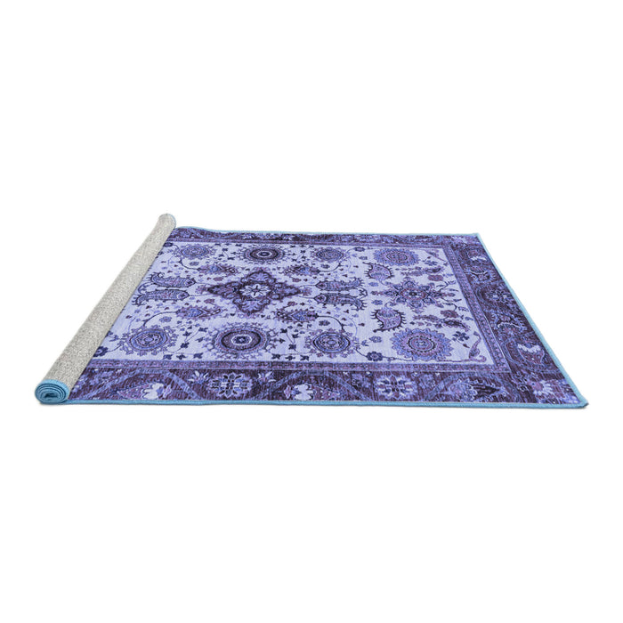Sideview of Machine Washable Oriental Blue Traditional Rug, wshabs3248blu