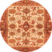 Round Machine Washable Oriental Orange Traditional Area Rugs, wshabs3248org