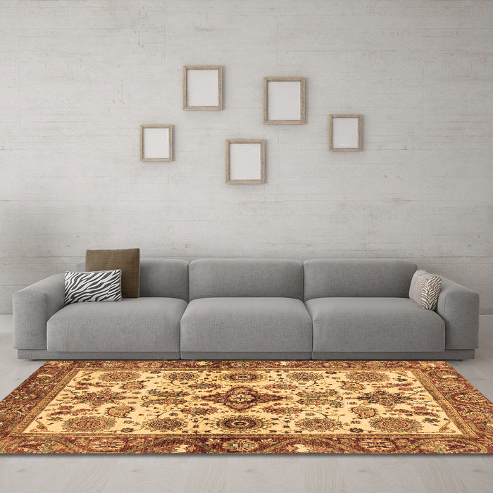 Machine Washable Oriental Brown Traditional Rug in a Living Room,, wshabs3248brn