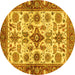 Round Oriental Yellow Traditional Rug, abs3248yw