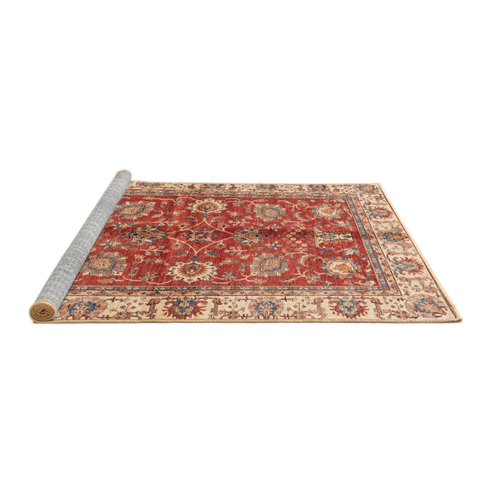 Sideview of Machine Washable Abstract Red Rug, wshabs3249