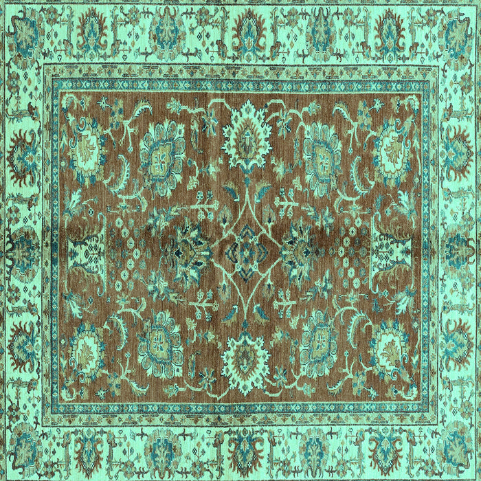 Square Machine Washable Abstract Turquoise Modern Area Rugs, wshabs3249turq