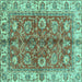 Square Machine Washable Abstract Turquoise Modern Area Rugs, wshabs3249turq