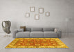 Machine Washable Abstract Yellow Modern Rug in a Living Room, wshabs3249yw