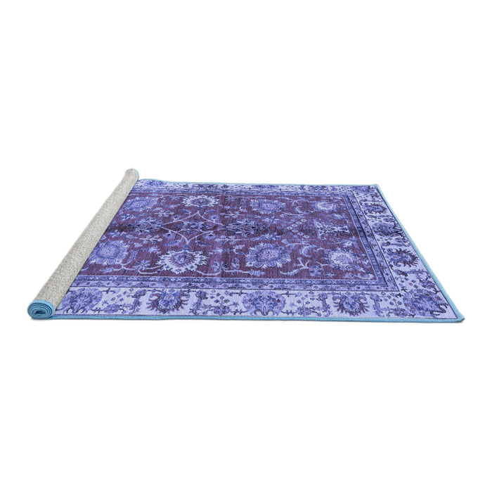 Sideview of Machine Washable Abstract Blue Modern Rug, wshabs3249blu