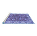 Sideview of Machine Washable Abstract Blue Modern Rug, wshabs3249blu