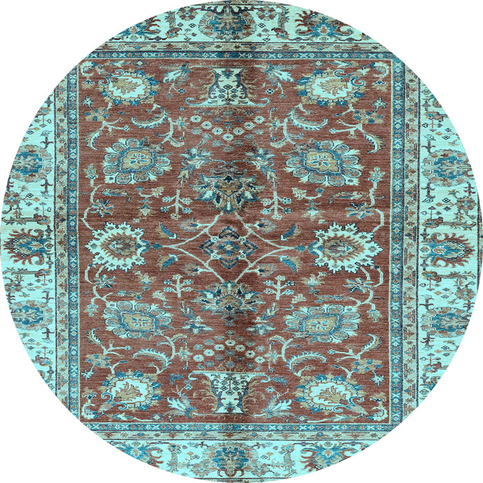 Round Abstract Light Blue Modern Rug, abs3249lblu