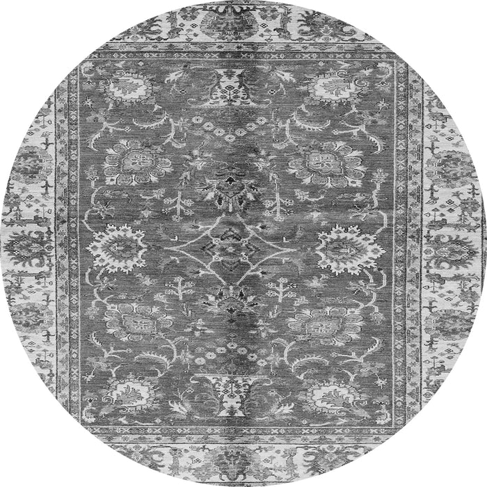 Round Abstract Gray Modern Rug, abs3249gry