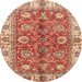 Round Abstract Red Modern Rug, abs3249