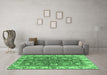 Machine Washable Abstract Emerald Green Modern Area Rugs in a Living Room,, wshabs3249emgrn