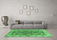 Machine Washable Abstract Emerald Green Modern Rug, wshabs3249emgrn