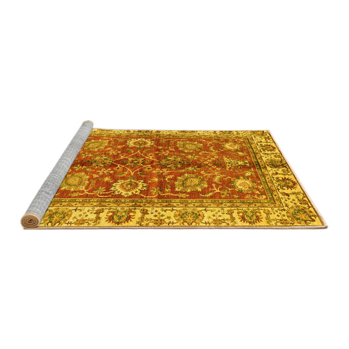 Sideview of Machine Washable Abstract Yellow Modern Rug, wshabs3249yw