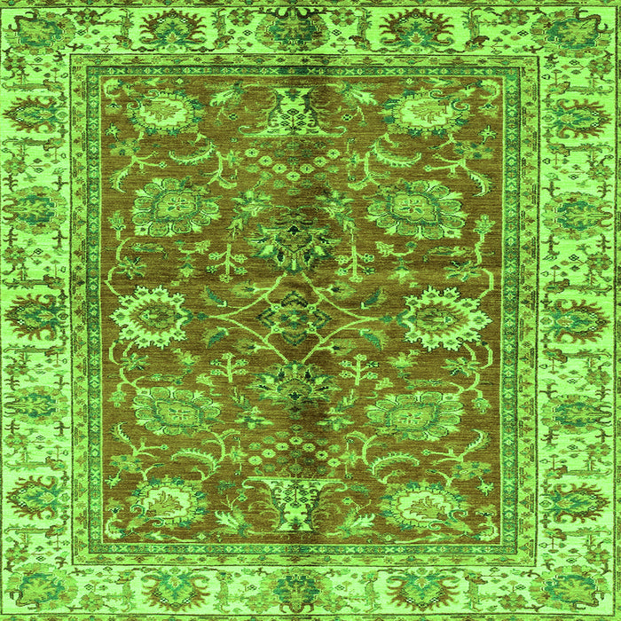 Square Machine Washable Abstract Green Modern Area Rugs, wshabs3249grn