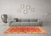 Machine Washable Abstract Orange Modern Area Rugs in a Living Room, wshabs3249org