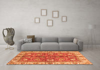 Machine Washable Abstract Orange Modern Rug, wshabs3249org