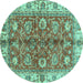 Round Abstract Turquoise Modern Rug, abs3249turq