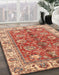 Abstract Red Modern Rug in Family Room, abs3249