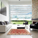 Square Abstract Red Modern Rug in a Living Room, abs3249