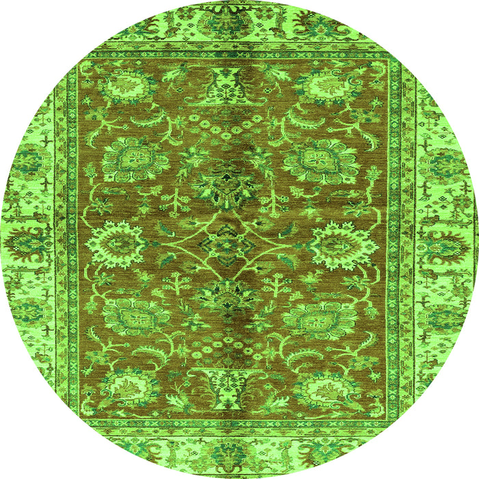 Round Machine Washable Abstract Green Modern Area Rugs, wshabs3249grn