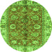 Round Machine Washable Abstract Green Modern Area Rugs, wshabs3249grn