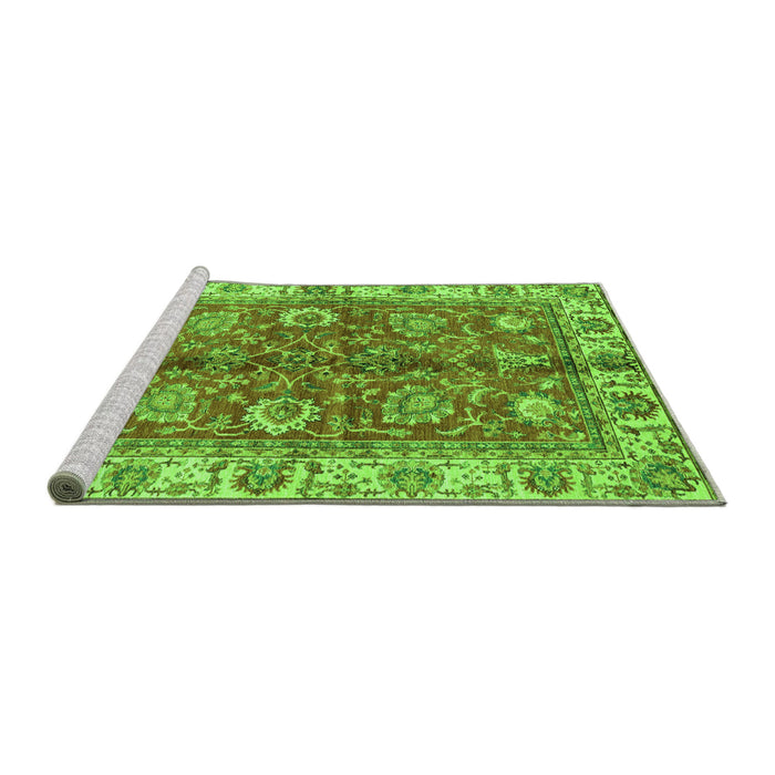 Sideview of Machine Washable Abstract Green Modern Area Rugs, wshabs3249grn