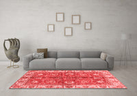 Machine Washable Abstract Red Modern Rug, wshabs3249red