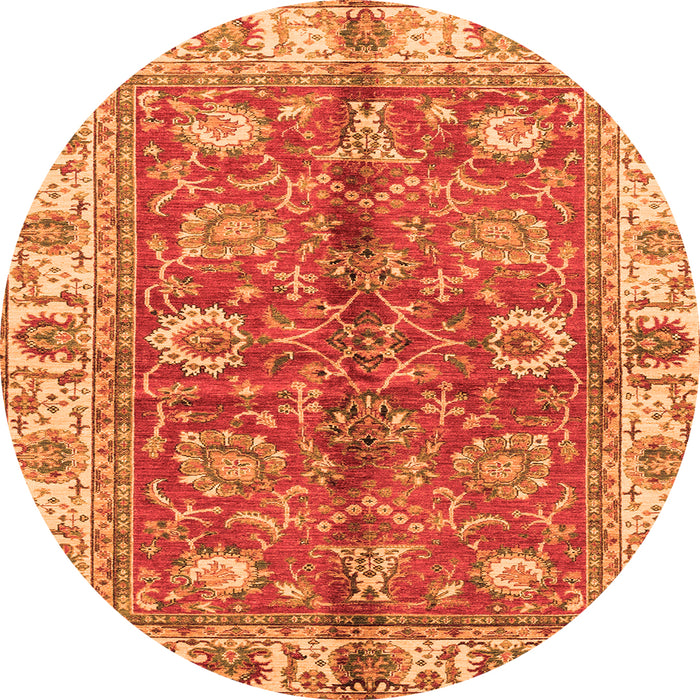 Round Abstract Orange Modern Rug, abs3249org