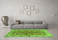 Machine Washable Abstract Green Modern Rug, wshabs3249grn