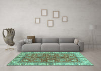 Machine Washable Abstract Turquoise Modern Rug, wshabs3249turq