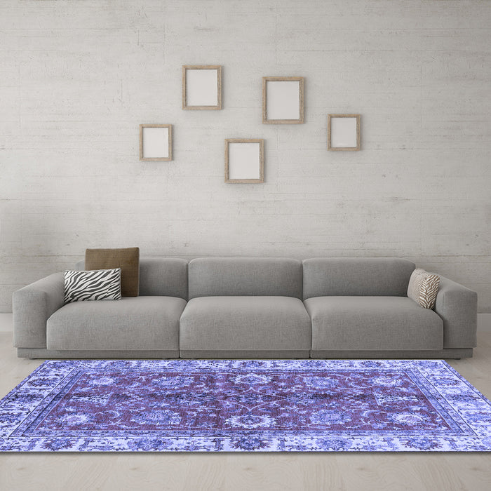 Machine Washable Abstract Blue Modern Rug in a Living Room, wshabs3249blu