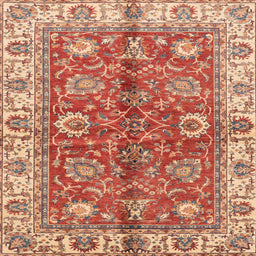 Square Machine Washable Abstract Red Rug, wshabs3249