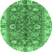 Round Abstract Emerald Green Modern Rug, abs3249emgrn