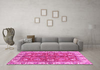 Machine Washable Abstract Pink Modern Rug, wshabs3249pnk