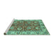 Sideview of Machine Washable Abstract Turquoise Modern Area Rugs, wshabs3249turq