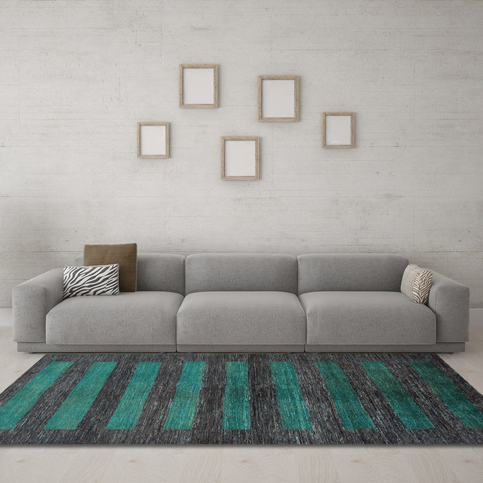 Machine Washable Abstract Light Blue Modern Rug in a Living Room, wshabs324lblu