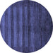 Round Machine Washable Abstract Blue Modern Rug, wshabs324blu