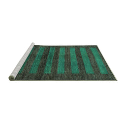 Sideview of Machine Washable Abstract Turquoise Modern Area Rugs, wshabs324turq