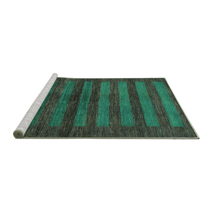 Sideview of Machine Washable Abstract Turquoise Modern Area Rugs, wshabs324turq