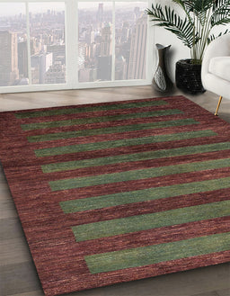 Abstract Red Modern Rug in Family Room, abs324