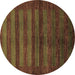 Round Abstract Brown Modern Rug, abs324brn