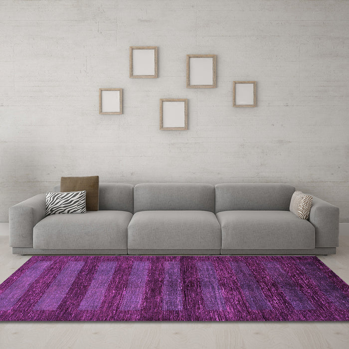 Machine Washable Abstract Purple Modern Area Rugs in a Living Room, wshabs324pur