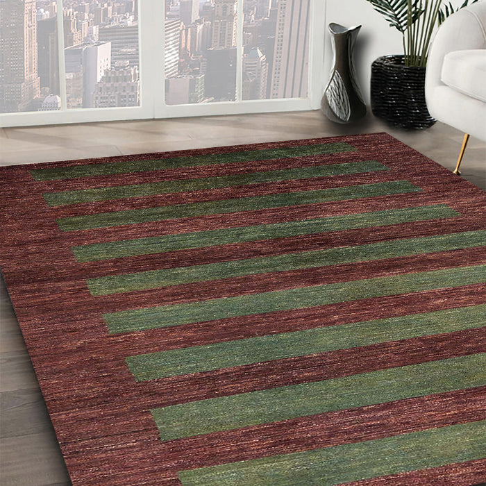 Machine Washable Abstract Vermilion Red Rug in a Family Room, wshabs324