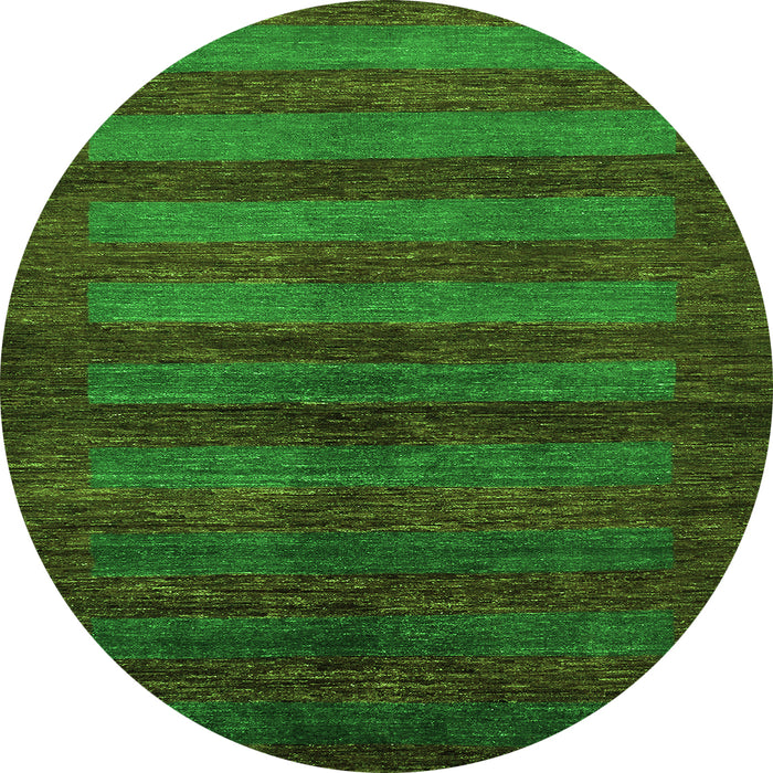 Round Machine Washable Abstract Green Modern Area Rugs, wshabs324grn