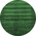 Round Machine Washable Abstract Emerald Green Modern Area Rugs, wshabs324emgrn